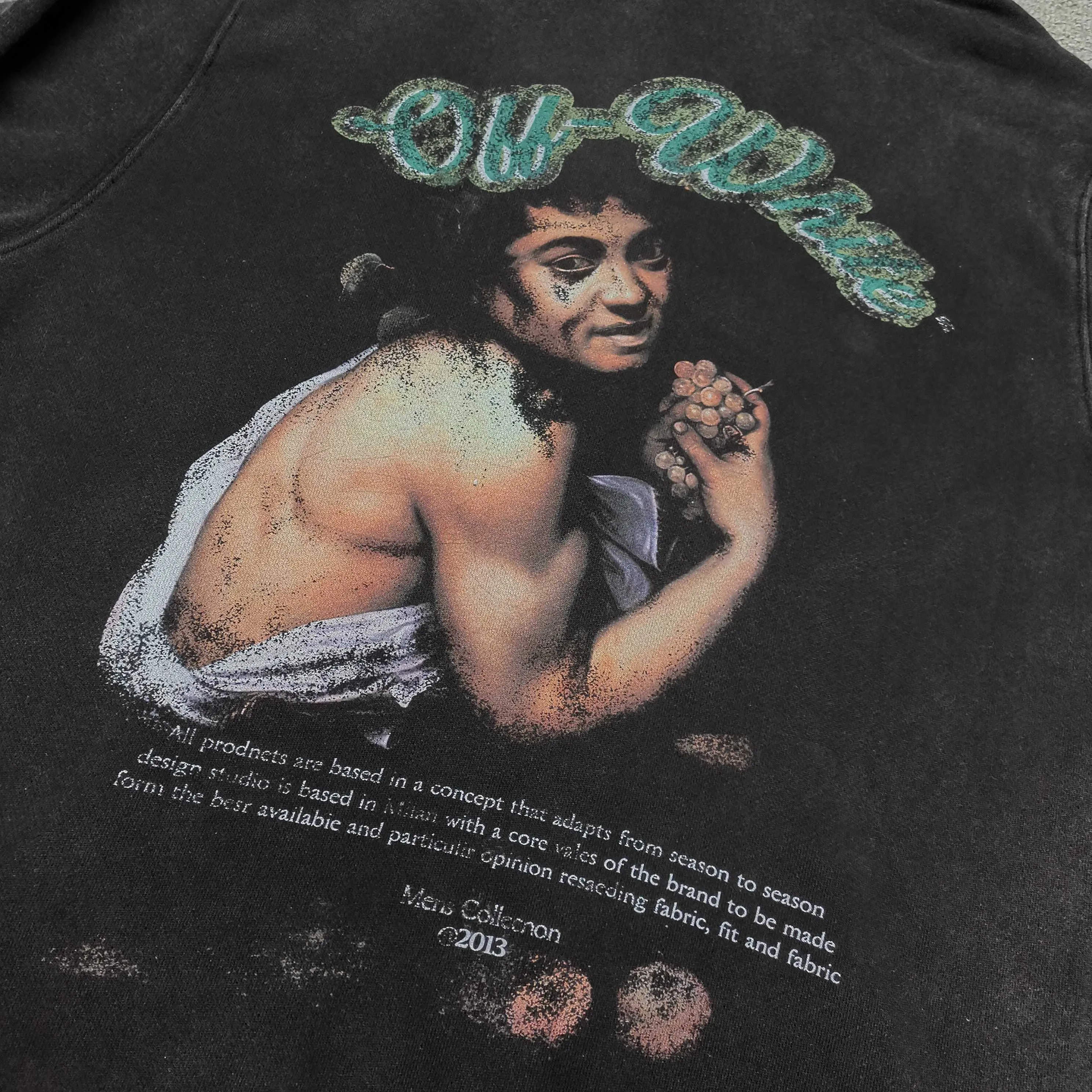 off white 25ss religious portrait oil painting 460g washed hooded sweatshirt Color: washed black Size: S M L XL P410